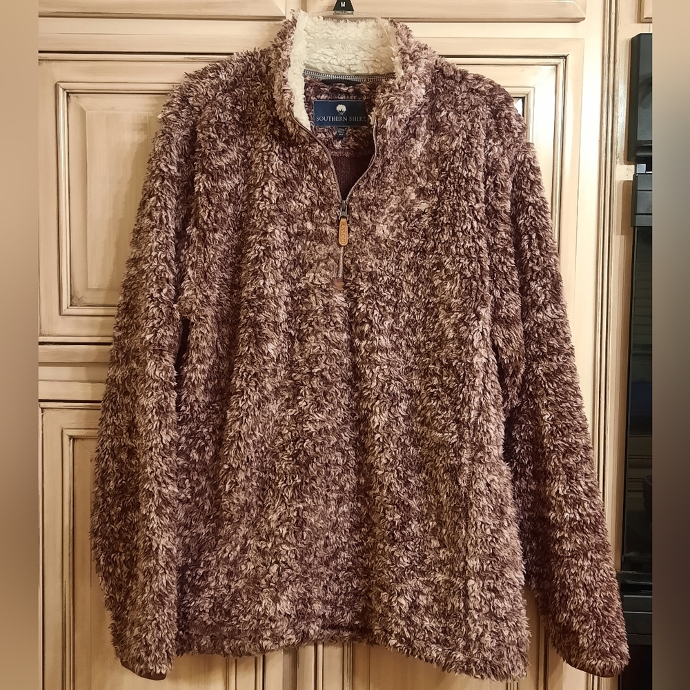 Southern Shirt Burgundy White Fleece Quarter Zip! Size Medium!‎